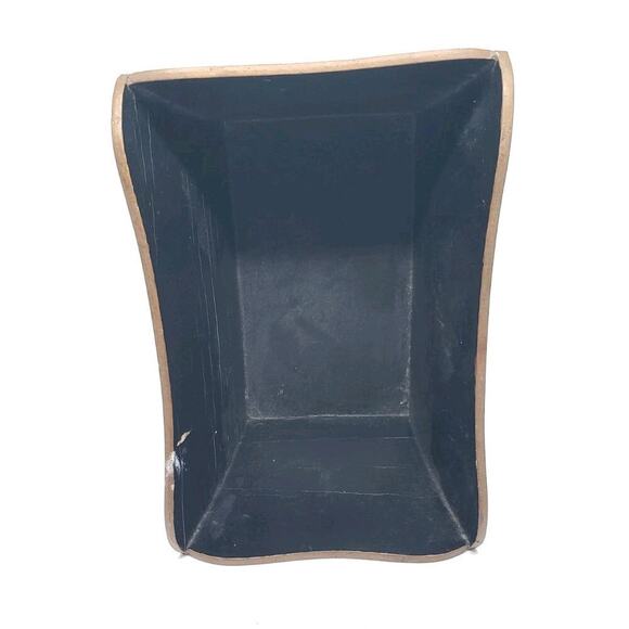 Vintage Toleware Hand Painted Roses Black Jardiniere Cache Pot Decor Vanity - Picture 7 of 12